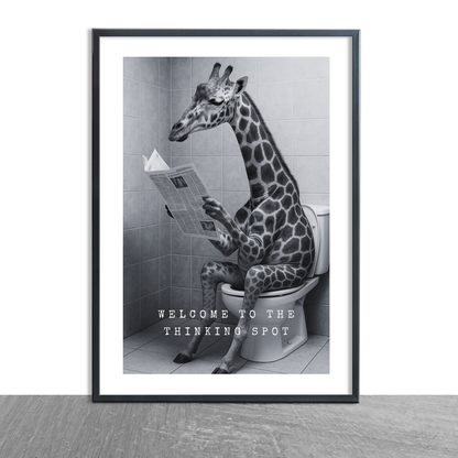 Bathroom Print | Welcome To The Thinking Spot | Giraffe Print | Bathroom Decor - Dinky Designs
