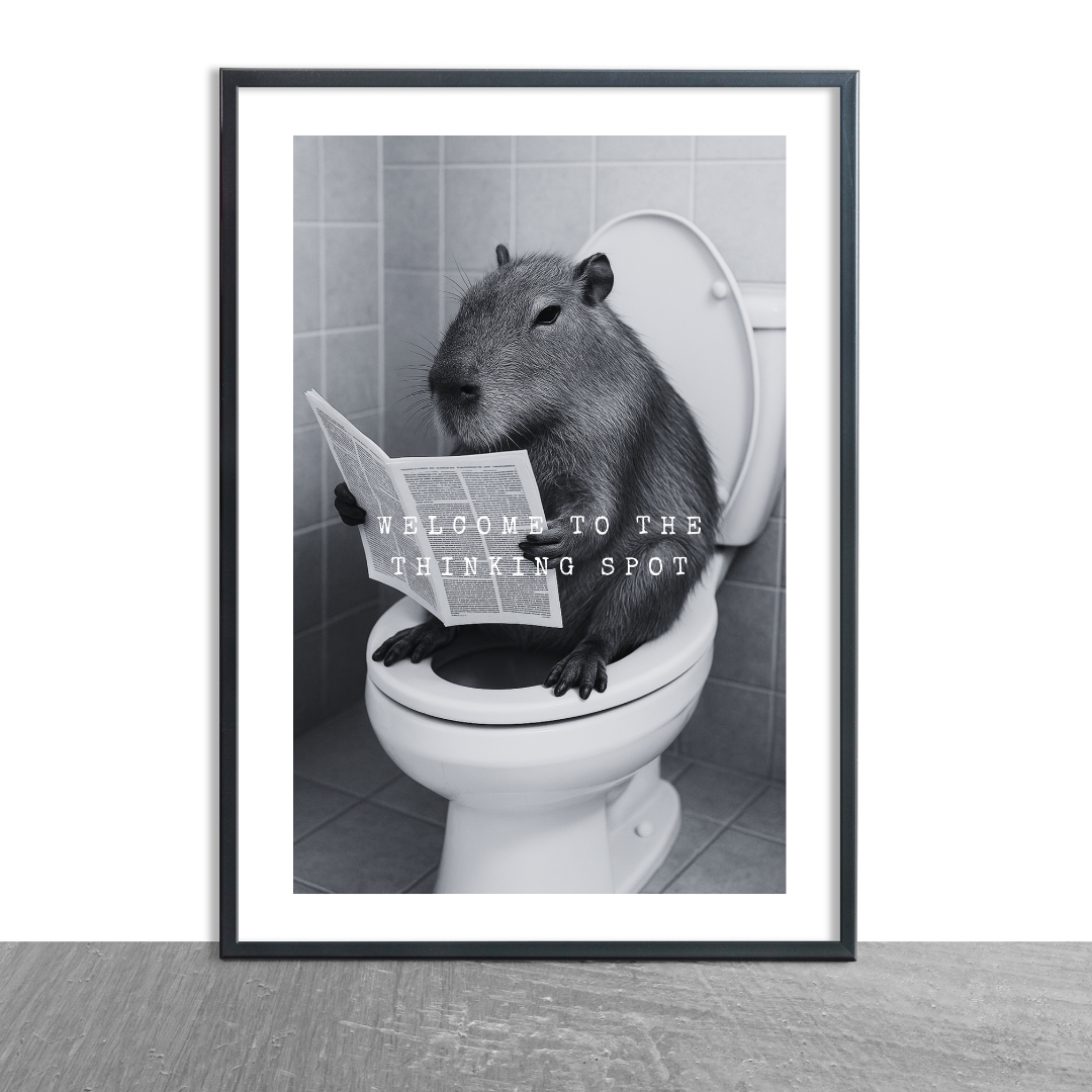 Bathroom Print | Welcome To The Thinking Spot | Capybara Print | Bathroom Decor - Dinky Designs