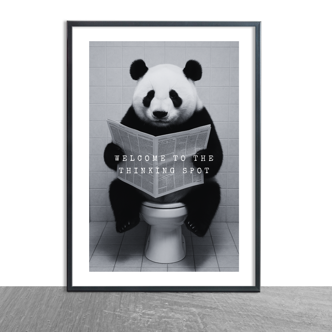 Bathroom Print | Welcome To The Thinking Spot | Panda Print | Bathroom Decor - Dinky Designs