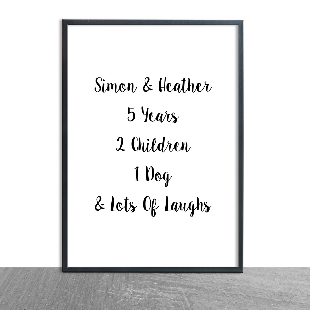 Family Print | Personalised Couple Print | Life Print | Family Gift - Dinky Designs