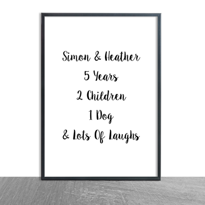 Family Print | Personalised Couple Print | Life Print | Family Gift - Dinky Designs