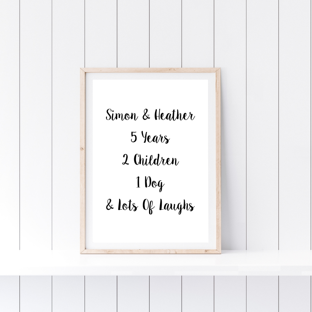 Family Print | Personalised Couple Print | Life Print | Family Gift - Dinky Designs