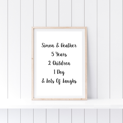 Family Print | Personalised Couple Print | Life Print | Family Gift - Dinky Designs