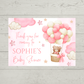 Rectangle Stickers | Pink Teddy Bear Hot Air Balloon Party Stickers | Birthday, Baby Shower, Christening Stickers | Party Bag Stickers