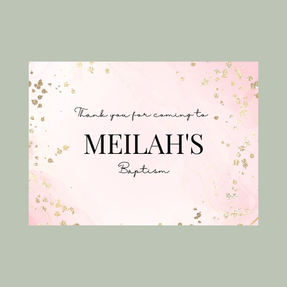 Rectangle Stickers | Pink & Gold Party Stickers | Birthday, Baby Shower, Christening Stickers | Party Bag Stickers