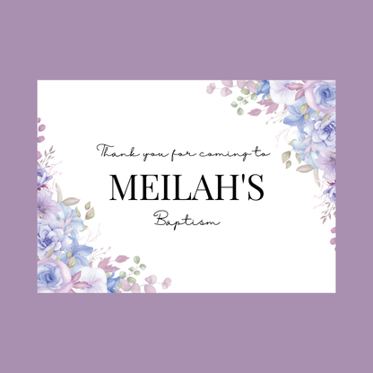 Rectangle Stickers | Purple Floral Party Stickers | Birthday, Baby Shower, Christening Stickers | Party Bag Stickers