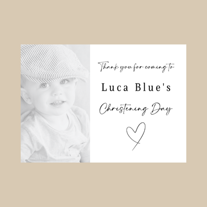 Rectangle Stickers | Black & White Photo Party Stickers |  Christening, Baby Shower, First Birthday Party Stickers | Party Bag Stickers