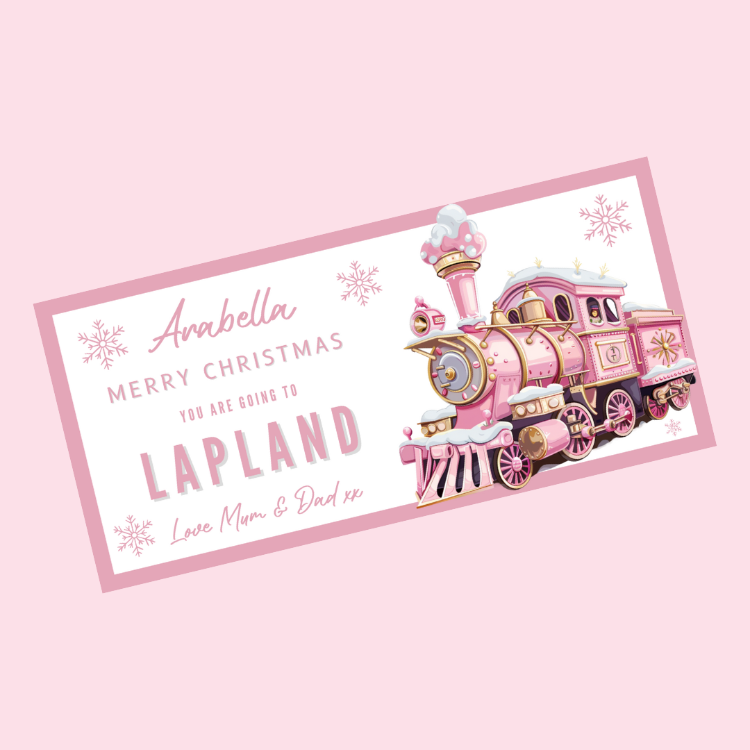 Surprise Christmas Ticket Print | Personalised Pink Train Christmas Ticket Voucher | Gift Idea
