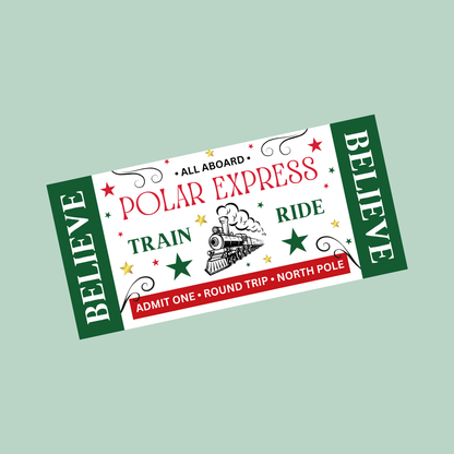Surprise Christmas Ticket Print | Polar Express Train Christmas Ticket Voucher | Gift Idea - Dinky Designs