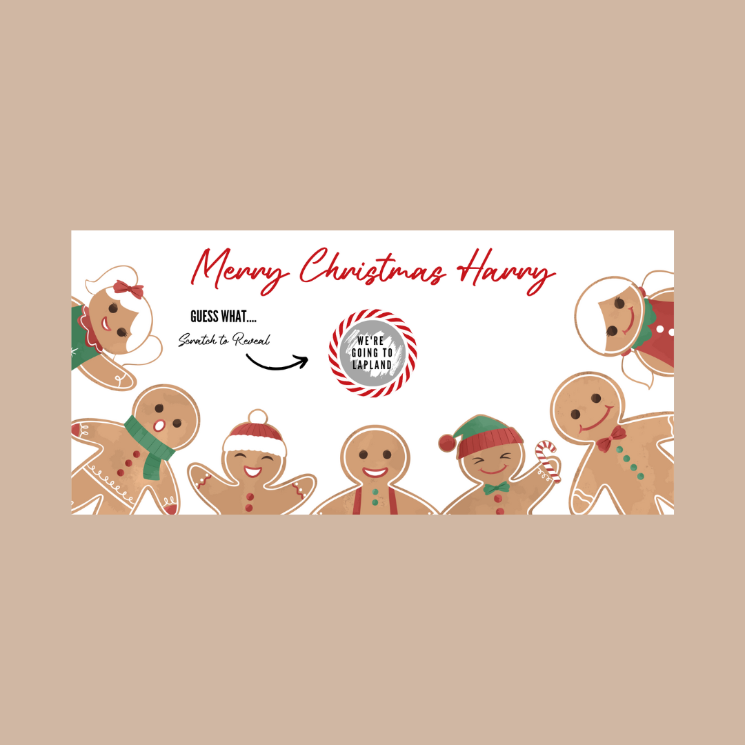 Gingerbread Surprise Christmas Ticket Print | Personalised Gingerbread Christmas Ticket | Christmas Scratch Reveal | Gift Idea