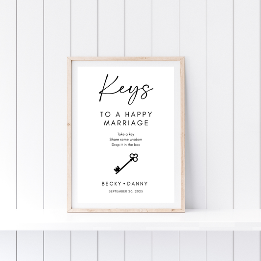 Wedding Print | Leys To A Happy Marriage | Wedding Sign | Wedding Table Idea