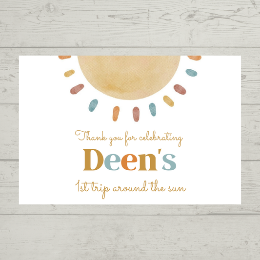 Rectangle Stickers | Sun Party Stickers | Party Bag Stickers