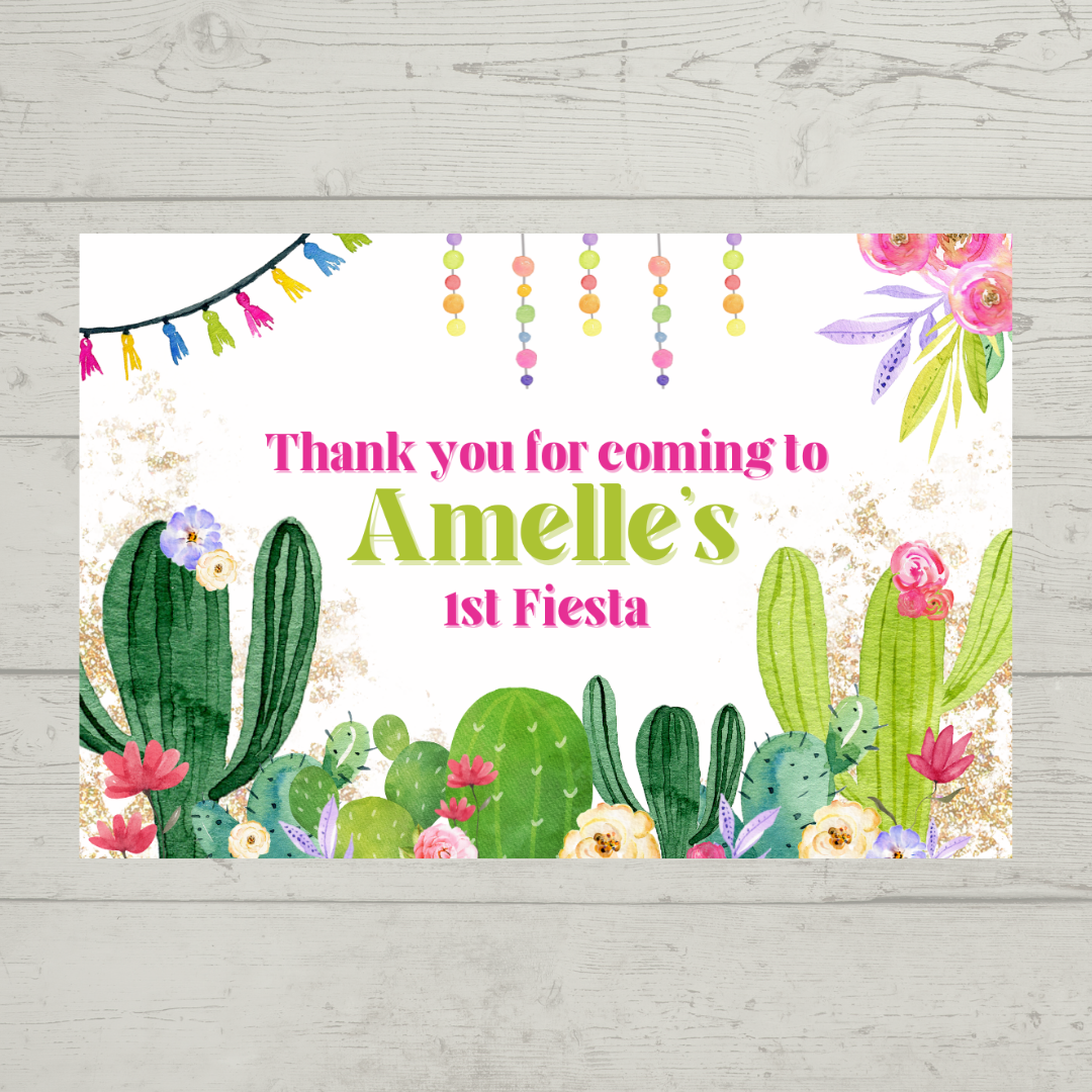 Rectangle Stickers | Cactus Fiesta Party Stickers | Party Bag Stickers - Dinky Designs