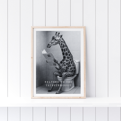 Bathroom Print | Welcome To The Thinking Spot | Giraffe Print | Bathroom Decor - Dinky Designs
