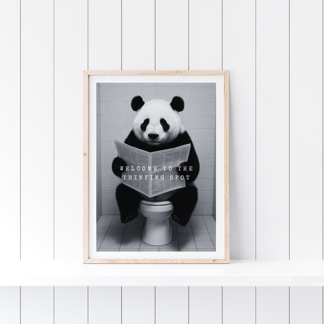 Bathroom Print | Welcome To The Thinking Spot | Panda Print | Bathroom Decor - Dinky Designs