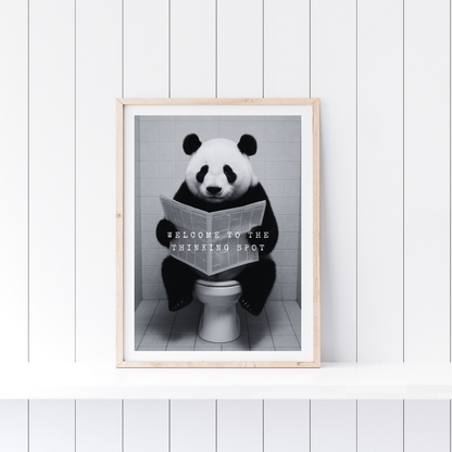 Bathroom Print | Welcome To The Thinking Spot | Panda Print | Bathroom Decor - Dinky Designs