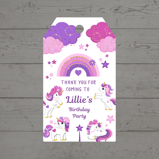 Gift Tags | Pink Purple Unicorn Gift Tags | Party Tags | Party Gift Tags | Pink Unicorn Party Theme