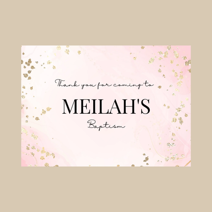 Rectangle Stickers | Pink & Gold Party Stickers | Birthday, Baby Shower, Christening Stickers | Party Bag Stickers