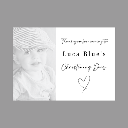 Rectangle Stickers | Black & White Photo Party Stickers |  Christening, Baby Shower, First Birthday Party Stickers | Party Bag Stickers