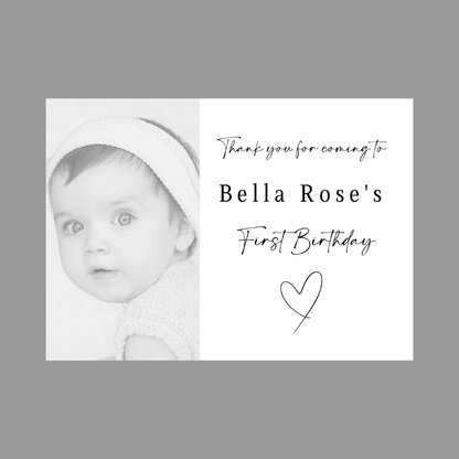 Rectangle Stickers | Black & White Photo Party Stickers |  Christening, Baby Shower, First Birthday Party Stickers | Party Bag Stickers