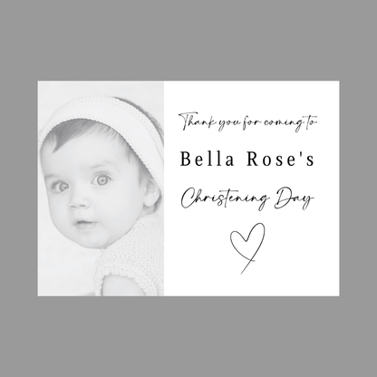 Rectangle Stickers | Black & White Photo Party Stickers |  Christening, Baby Shower, First Birthday Party Stickers | Party Bag Stickers