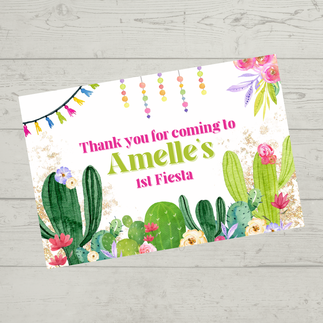 Rectangle Stickers | Cactus Fiesta Party Stickers | Party Bag Stickers - Dinky Designs