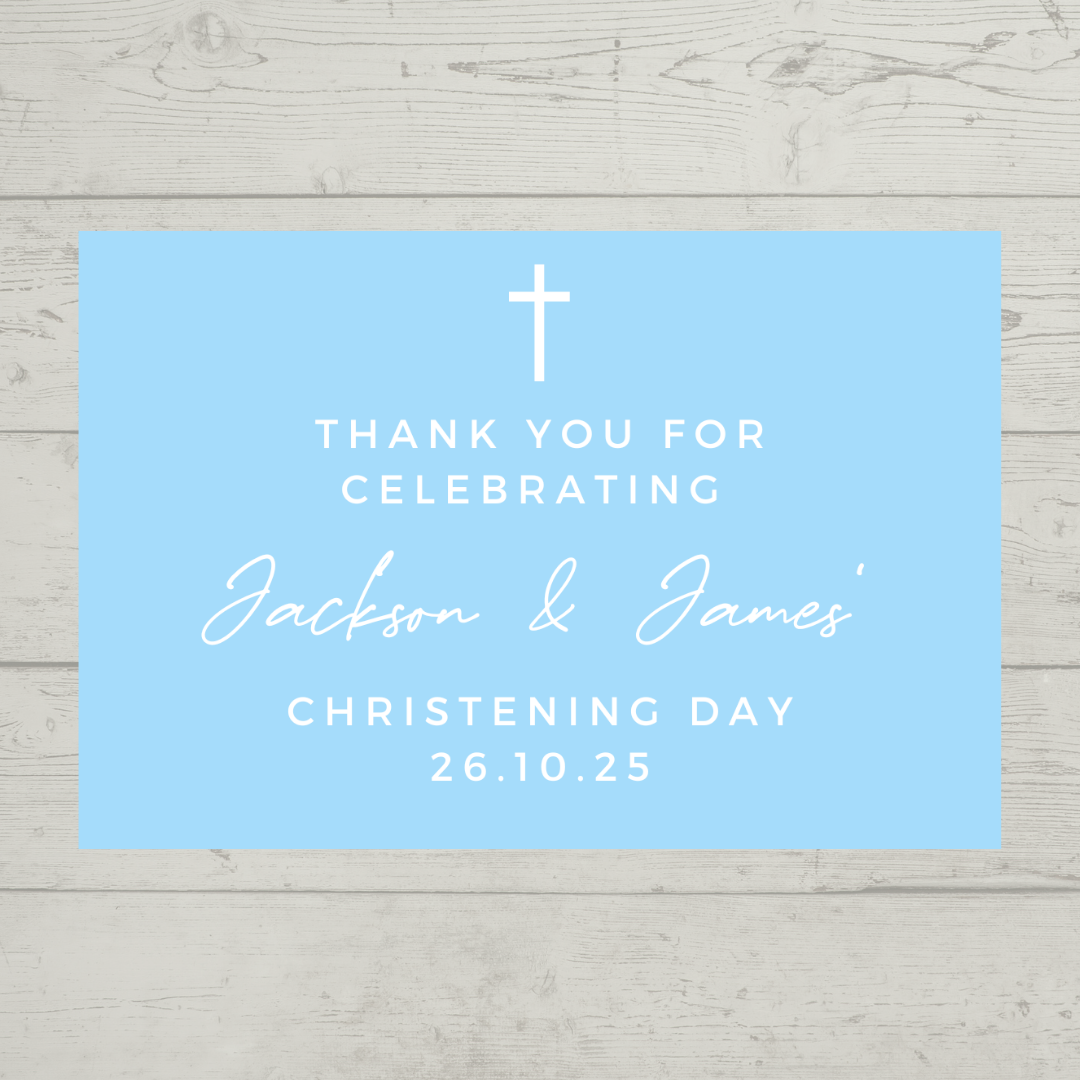Rectangle Stickers | Party Stickers | Blue Christening Party Stickers | Party Bag Stickers
