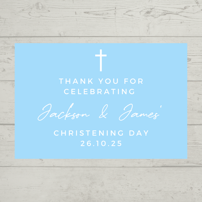 Rectangle Stickers | Party Stickers | Blue Christening Party Stickers | Party Bag Stickers