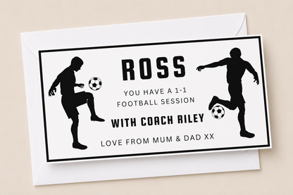 Surprise Ticket Print | Personalised Football Ticket Gift Voucher | Gift Idea - Dinky Designs