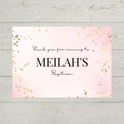 Rectangle Stickers | Pink & Gold Party Stickers | Birthday, Baby Shower, Christening Stickers | Party Bag Stickers