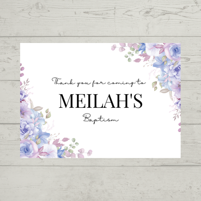 Rectangle Stickers | Purple Floral Party Stickers | Birthday, Baby Shower, Christening Stickers | Party Bag Stickers