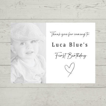 Rectangle Stickers | Black & White Photo Party Stickers |  Christening, Baby Shower, First Birthday Party Stickers | Party Bag Stickers