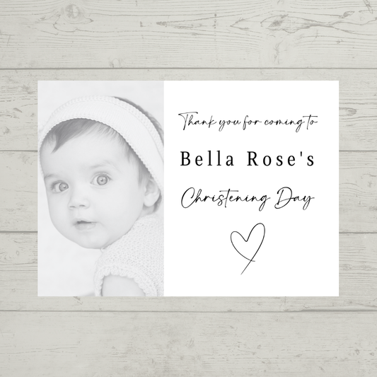 Rectangle Stickers | Black & White Photo Party Stickers |  Christening, Baby Shower, First Birthday Party Stickers | Party Bag Stickers
