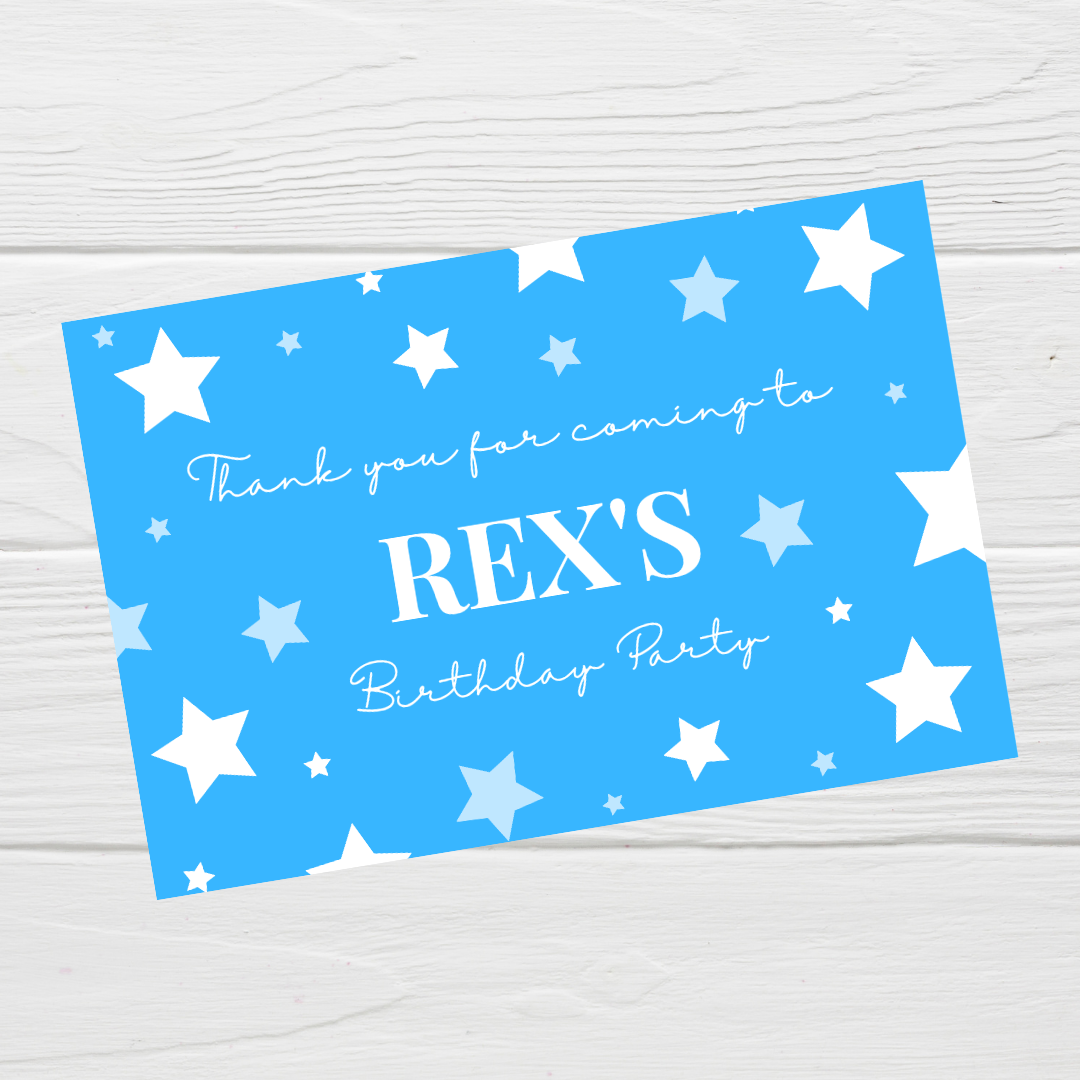 Rectangle Stickers | Blue Star Party Stickers | Party Bag Stickers
