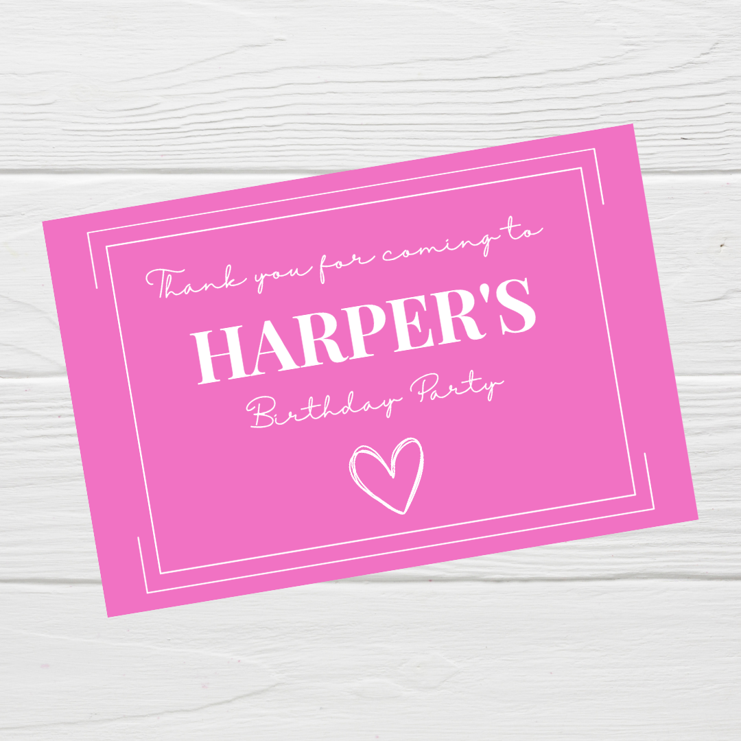 Rectangle Stickers | Pink Party Stickers | Party Bag Stickers