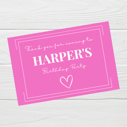 Rectangle Stickers | Pink Party Stickers | Party Bag Stickers