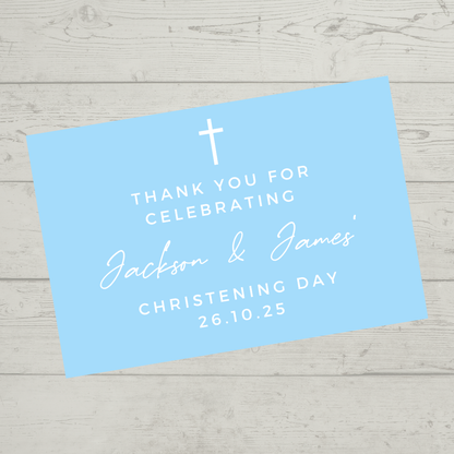 Rectangle Stickers | Party Stickers | Blue Christening Party Stickers | Party Bag Stickers