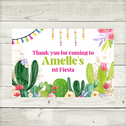 Rectangle Stickers | Cactus Fiesta Party Stickers | Party Bag Stickers - Dinky Designs