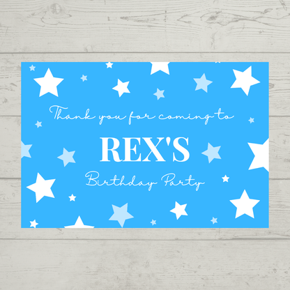 Rectangle Stickers | Blue Star Party Stickers | Party Bag Stickers