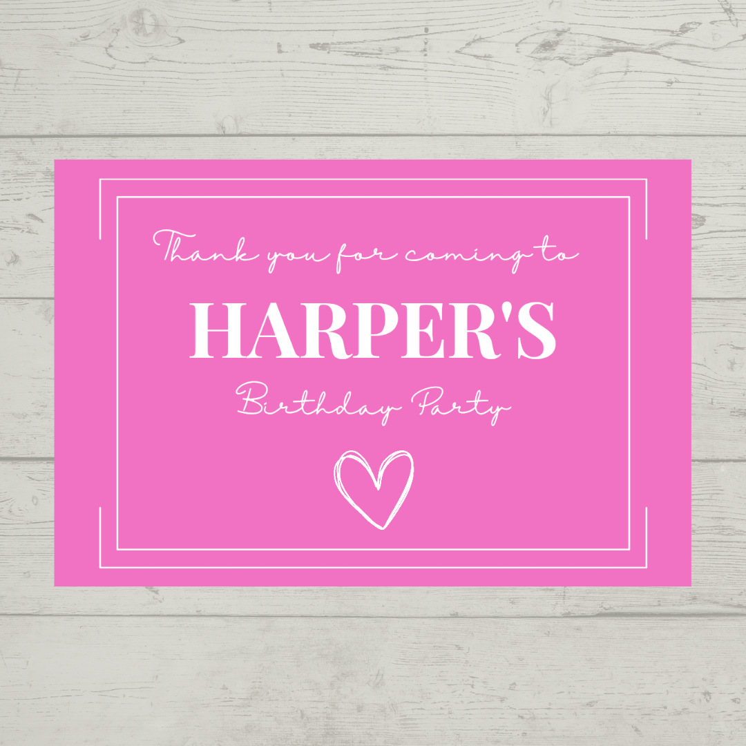 Rectangle Stickers | Pink Party Stickers | Party Bag Stickers