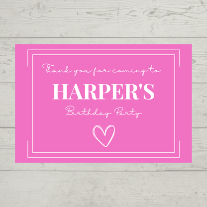 Rectangle Stickers | Pink Party Stickers | Party Bag Stickers