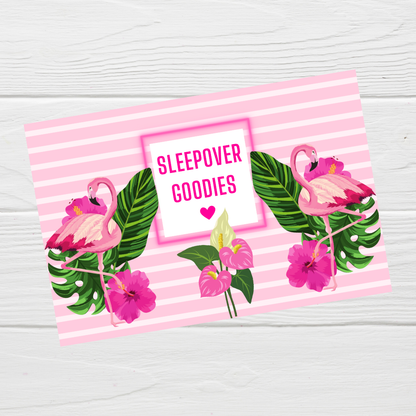 Rectangle Stickers | Flamingo Party Stickers | Flaimingo Party Stickers | Party Bag Stickers - Dinky Designs