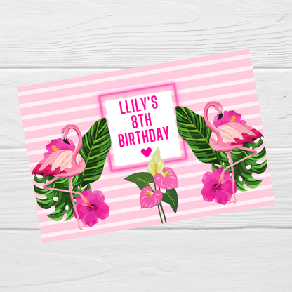Rectangle Stickers | Flamingo Party Stickers | Flaimingo Party Stickers | Party Bag Stickers - Dinky Designs