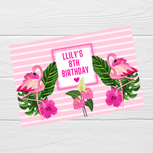 Rectangle Stickers | Flamingo Party Stickers | Flaimingo Party Stickers | Party Bag Stickers - Dinky Designs