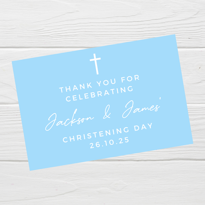 Rectangle Stickers | Party Stickers | Blue Christening Party Stickers | Party Bag Stickers