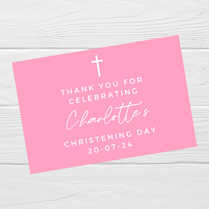 Rectangle Stickers | Party Stickers | Pink Christening Party Stickers | Party Bag Stickers - Dinky Designs