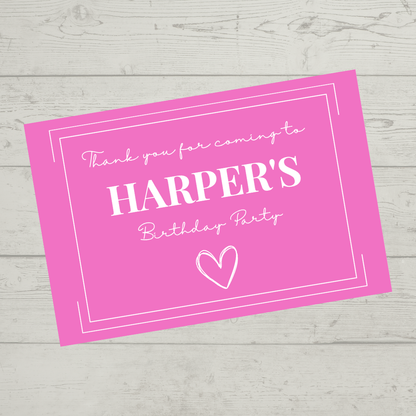 Rectangle Stickers | Pink Party Stickers | Party Bag Stickers