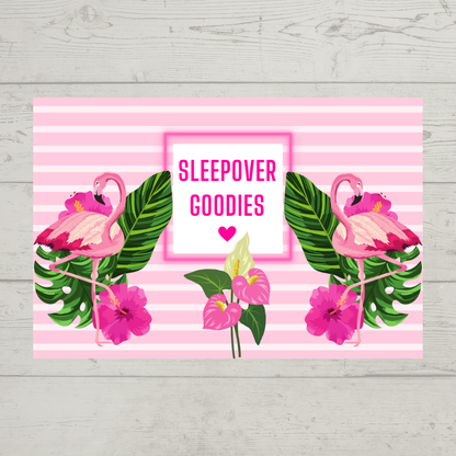 Rectangle Stickers | Flamingo Party Stickers | Flaimingo Party Stickers | Party Bag Stickers - Dinky Designs