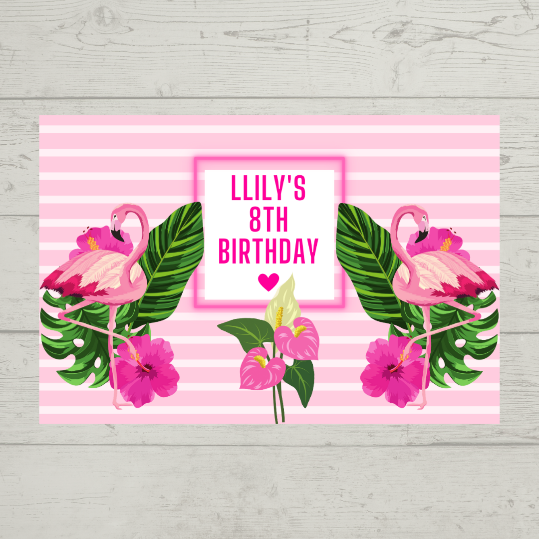 Rectangle Stickers | Flamingo Party Stickers | Flaimingo Party Stickers | Party Bag Stickers - Dinky Designs