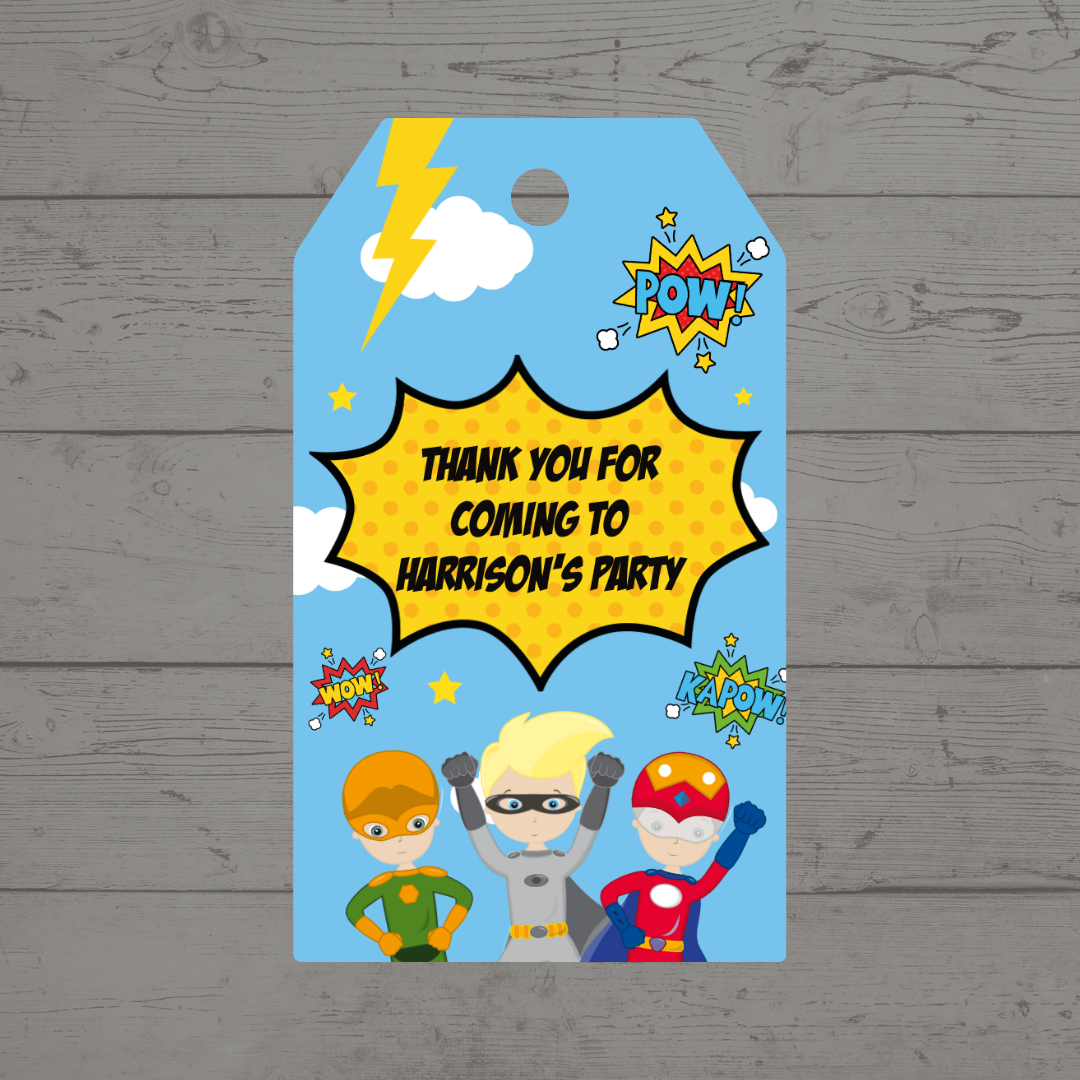 Gift Tags | Superhero Gift Tags | Party Tags | Party Gift Tags | Superhero Party Theme